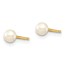 14k Yellow Gold White Button Pearl Stud Post Earrings - 3-4 mm