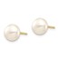 14k Yellow Gold White Button Pearl Stud Post Earrings - 7-8 mm