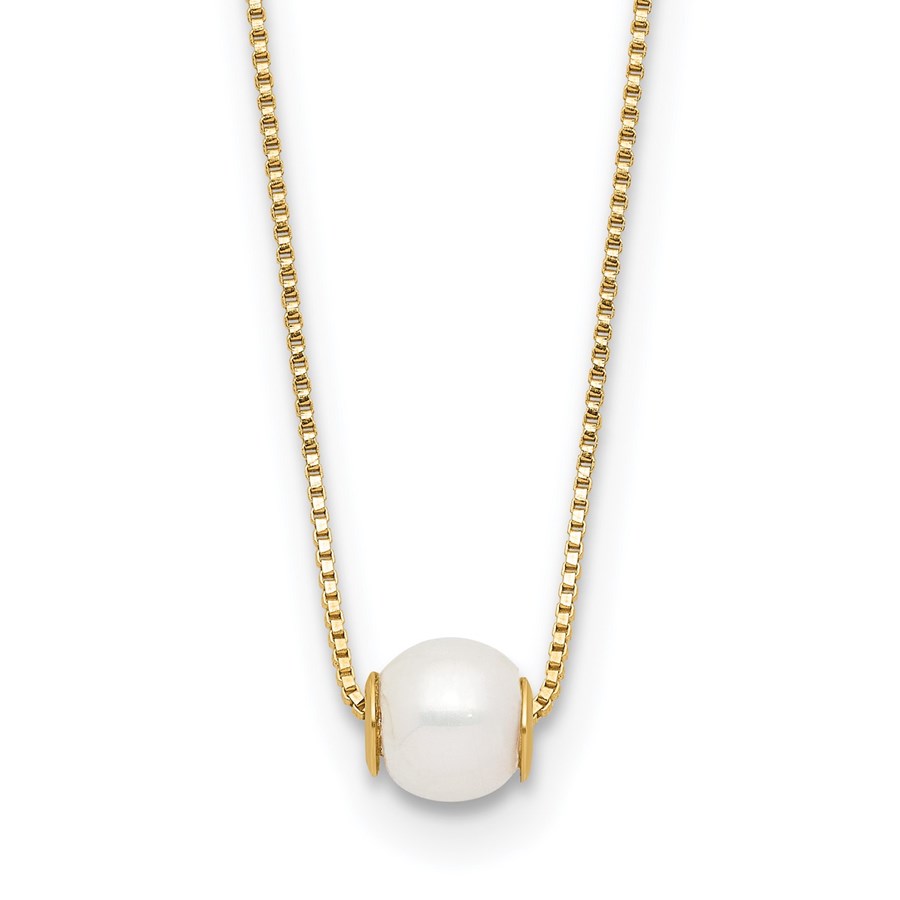 14K Yellow Gold White Cultured Pearl 18in Necklace - 18 in.