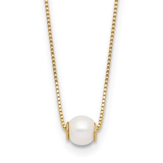 14K Yellow Gold White Cultured Pearl 18in Necklace - 18 in.