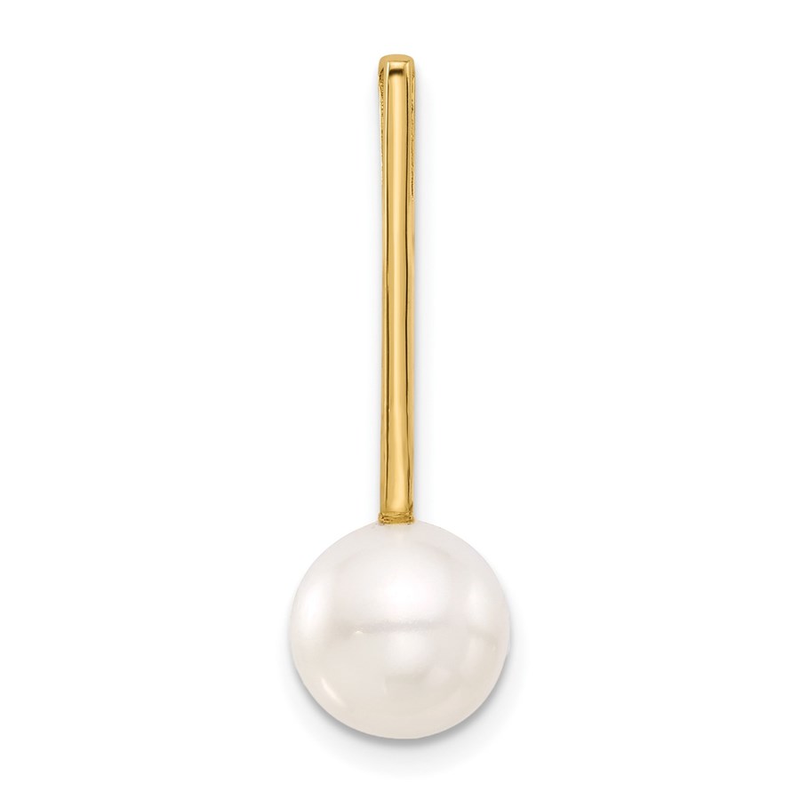 14K Yellow Gold White Cultured Pearl Drop Chain Slide - 26.7 mm