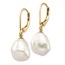 14k Yellow Gold White Keshi Pearl Leverback Earrings - 10x12 mm