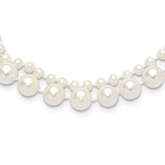 14K Yellow Gold White Pearl 18in 2-Str Necklace - 18 in.