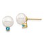 14k Yellow Gold White Pearl Blue Topaz Post Earrings - 7-7.5 mm