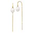 14k Yellow Gold White Pearl Box Chain Threader Earrings - 7-8 mm