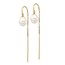 14k Yellow Gold White Pearl Box Chain Threader Earrings - 7-8 mm