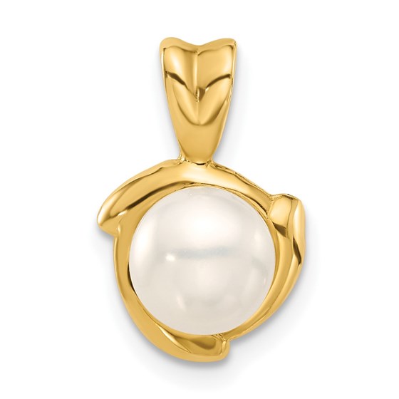 14K Yellow Gold White Pearl Pendant - 15.4 mm 14K Yellow Gold White Pearl Pendant - 15.4 mm
