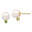 14k Yellow Gold White Pearl Peridot Post Earrings - 8-8.5 mm