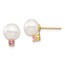 14k Yellow Gold White Pearl Pink Topaz Post Earrings - 7-7.5 mm