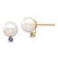 14k Yellow Gold White Pearl Tanzanite Post Earrings - 8-8.5 mm