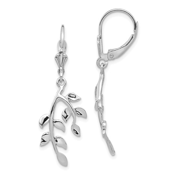 14k Yellow Gold White Polished Leaf Leverback Earrings 14k Yellow Gold White Polished Leaf Leverback Earrings