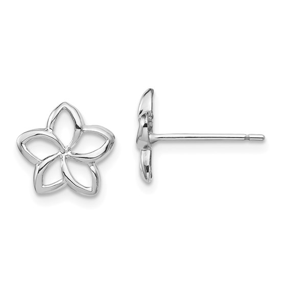 14k Yellow Gold White Polished Plumeria Cutout Post Earrings 14k Yellow Gold White Polished Plumeria Cutout Post Earrings