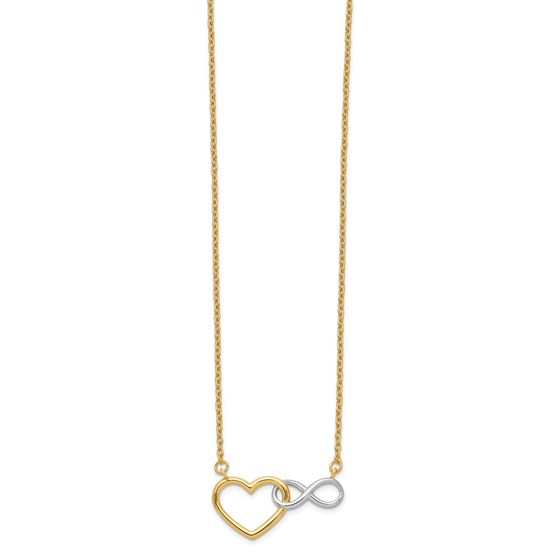 14k Yellow Gold & White Rhodium Heart Infinity Necklace