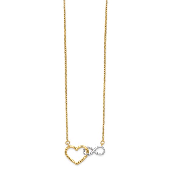 14k Yellow Gold & White Rhodium Heart Infinity Necklace 14k Yellow Gold & White Rhodium Heart Infinity Necklace