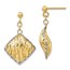 14k Yellow Gold & White Rhodium Hollow Dangle Post Earrings