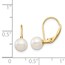 14k Yellow Gold White Round Pearl Leverback Earrings - 6-7 mm