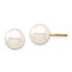 14k Yellow Gold White Round Pearl Screwback Earrings - 7-8 mm