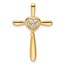 14K Yellow Gold White Topaz Cross w/Heart Chain Slide - 26.8 mm