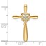 14K Yellow Gold White Topaz Cross w/Heart Chain Slide - 26.8 mm