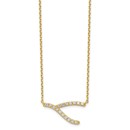 14k Yellow Gold Wishbone CZ Necklace - 20 in.