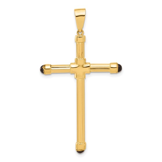 14K Yellow Gold with Black Onyx Cross Pendant - 49.9 mm 14K Yellow Gold with Black Onyx Cross Pendant - 49.9 mm