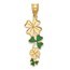 14K Yellow Gold with Green Enameled Clovers Pendant - 37.7 mm