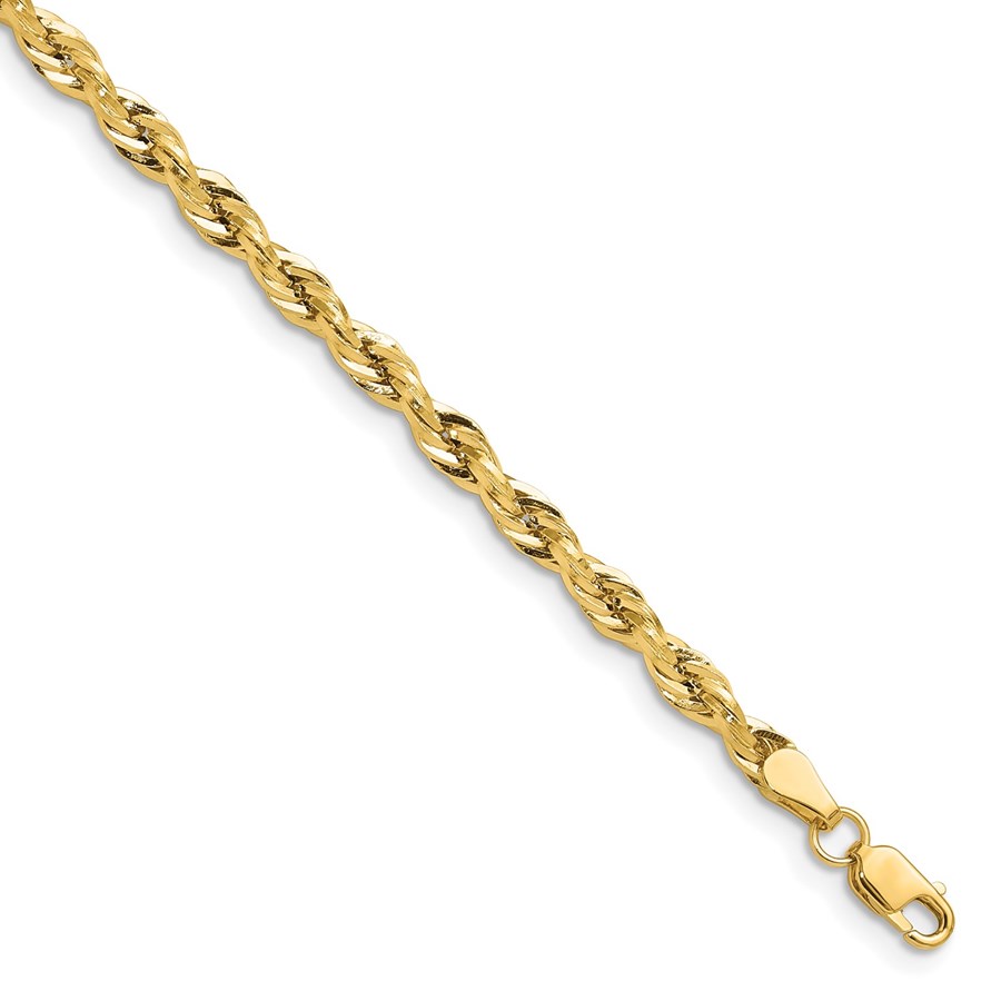 14K Yellow Goldy 3.5mm Semi-Solid Rope Chain - 7 in.