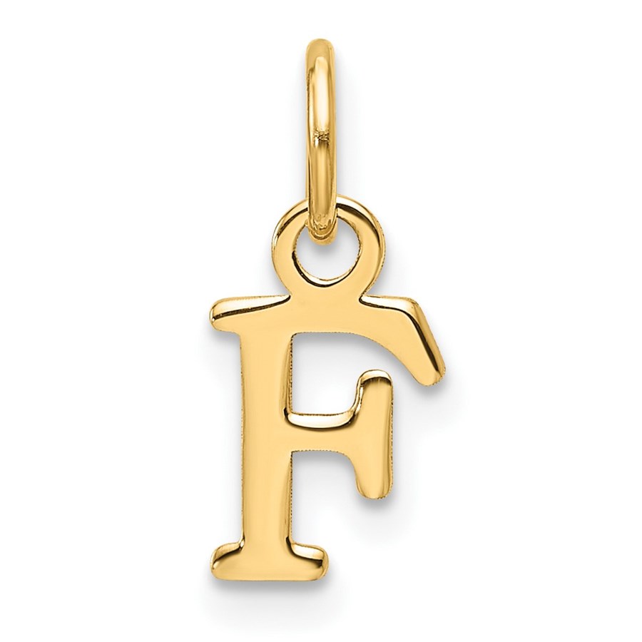 14K Yellow Goldy Cutout Letter F Initial Pendant - 15 mm