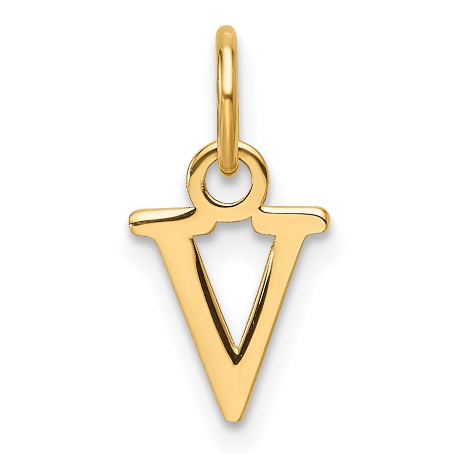 14K Yellow Goldy Cutout Letter V Initial Pendant - 15 mm