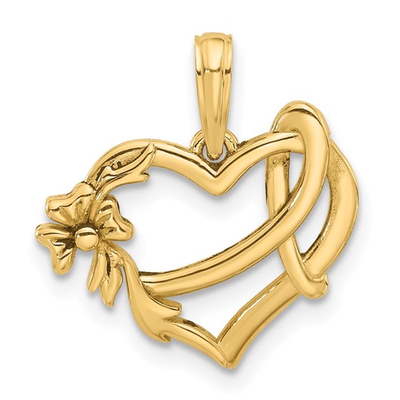 14K Yellow GoldY Fancy Heart and Ribbon Charm - 18.5 mm 14K Yellow GoldY Fancy Heart and Ribbon Charm - 18.5 mm