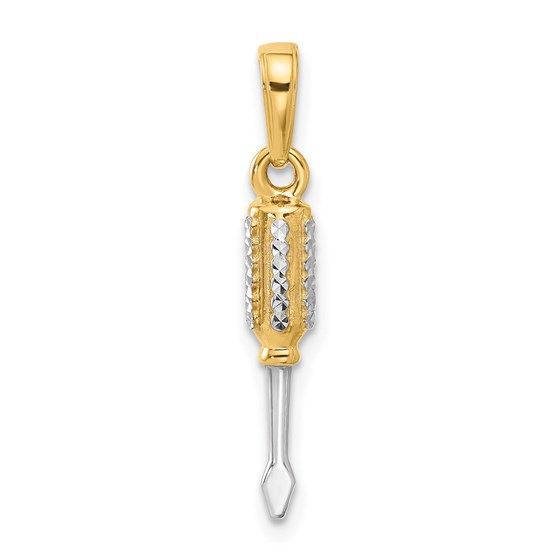 14K Yellow & Rhodium 3D Flathead Screwdriver Pendant - 26.4 mm 14K Yellow & Rhodium 3D Flathead Screwdriver Pendant - 26.4 mm