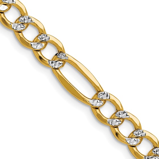 14K Yellow & Rhodium 6.5mm Figaro Chain - 20 in. 14K Yellow & Rhodium 6.5mm Figaro Chain - 20 in.