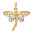 14K Yellow & Rhodium and D/C Dragonfly Pendant - 27.9 mm