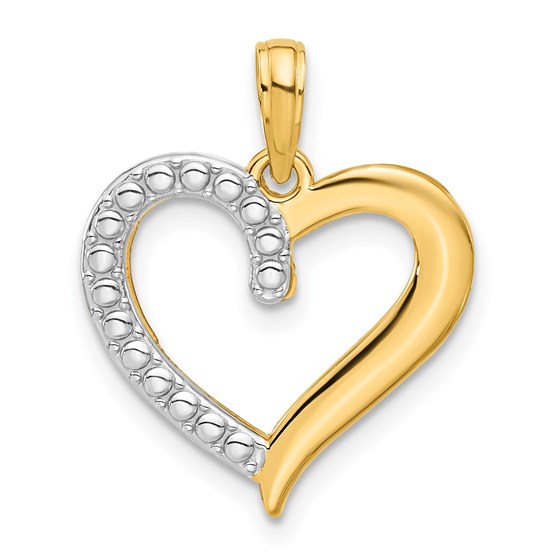 14K Yellow & Rhodium and Rhodium Heart Pendant - 23 mm 14K Yellow & Rhodium and Rhodium Heart Pendant - 23 mm