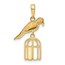 14K Yellow & Rhodium Bird on Bird Cage Pendant - 26.7 mm