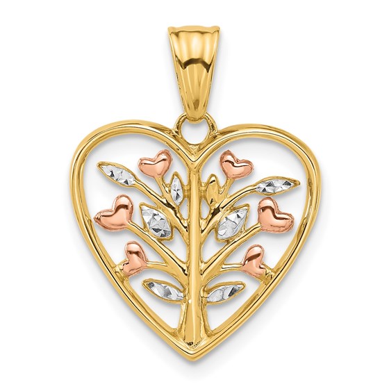 14K Yellow & Rhodium Branches in Heart Pendant - 24.1 mm 14K Yellow & Rhodium Branches in Heart Pendant - 24.1 mm