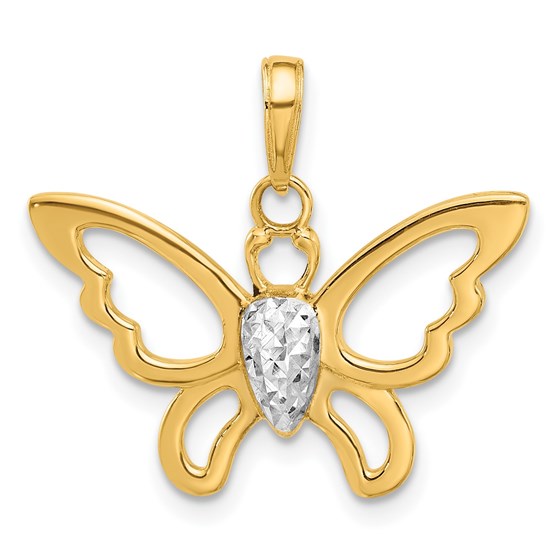 14K Yellow & Rhodium Butterfly Pendant - 21.75 mm 14K Yellow & Rhodium Butterfly Pendant - 21.75 mm