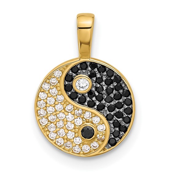 14K Yellow & Rhodium CZ Yin and Yang Pendant - 15.8 mm 14K Yellow & Rhodium CZ Yin and Yang Pendant - 15.8 mm