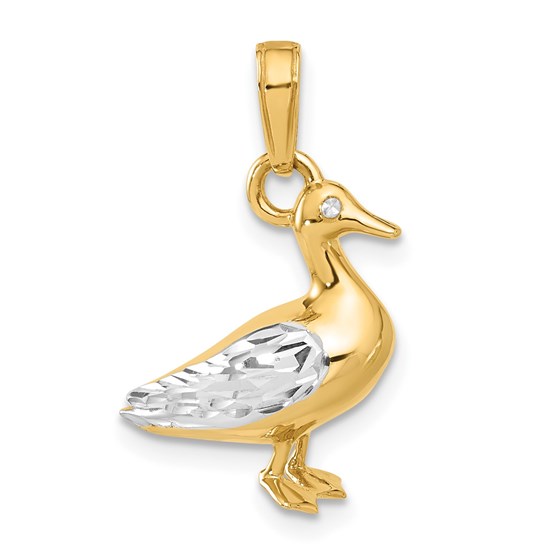 14K Yellow & Rhodium D/C 3D Duck Pendant - 23.2 mm 14K Yellow & Rhodium D/C 3D Duck Pendant - 23.2 mm