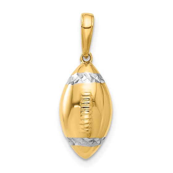 14K Yellow & Rhodium D/C 3D Football Pendant - 22 mm 14K Yellow & Rhodium D/C 3D Football Pendant - 22 mm