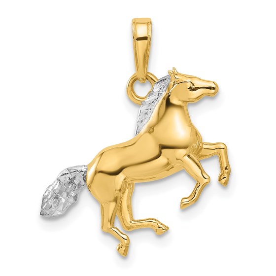 14K Yellow & Rhodium D/C 3D Horse Pendant - 24.7 mm 14K Yellow & Rhodium D/C 3D Horse Pendant - 24.7 mm