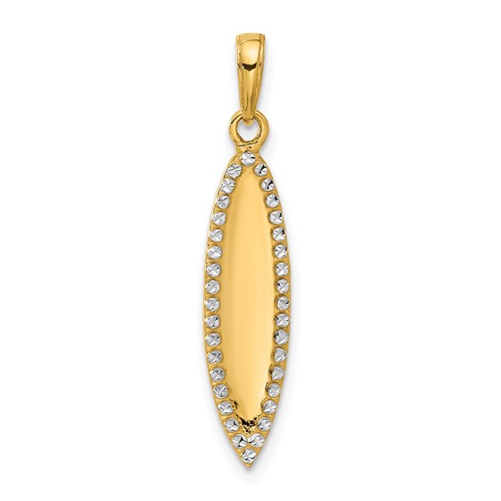 14K Yellow & Rhodium D/C 3D Surfboard Pendant - 31.9 mm 14K Yellow & Rhodium D/C 3D Surfboard Pendant - 31.9 mm