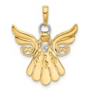 14K Yellow & Rhodium D/C Angel Pendant - 25.5 mm