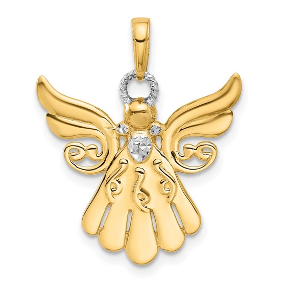 14K Yellow & Rhodium D/C Angel Pendant - 25.5 mm 14K Yellow & Rhodium D/C Angel Pendant - 25.5 mm