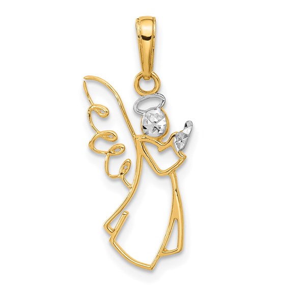 14K Yellow & Rhodium D/C Angel Pendant - 25.6 mm 14K Yellow & Rhodium D/C Angel Pendant - 25.6 mm