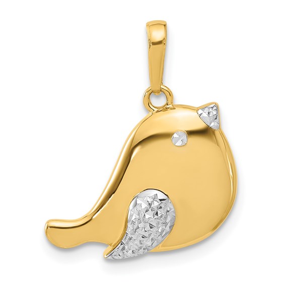 14K Yellow & Rhodium D/C Bird Pendant - 21 mm 14K Yellow & Rhodium D/C Bird Pendant - 21 mm