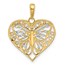 14K Yellow & Rhodium D/C Butterfly Heart Pendant - 25.3 mm