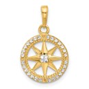 14K Yellow & Rhodium D/C Compass Pendant - 22.8 mm