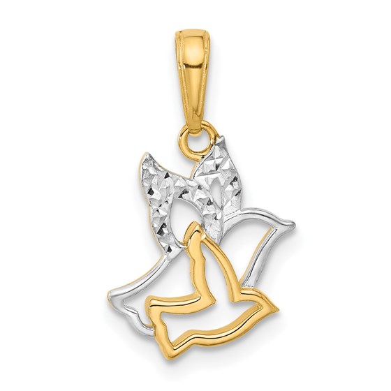 14K Yellow & Rhodium D/C Doves Pendant - 20.3 mm 14K Yellow & Rhodium D/C Doves Pendant - 20.3 mm