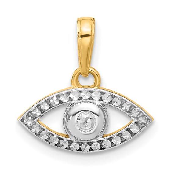 14K Yellow & Rhodium D/C Evil Eye Pendant - 15.6 mm 14K Yellow & Rhodium D/C Evil Eye Pendant - 15.6 mm